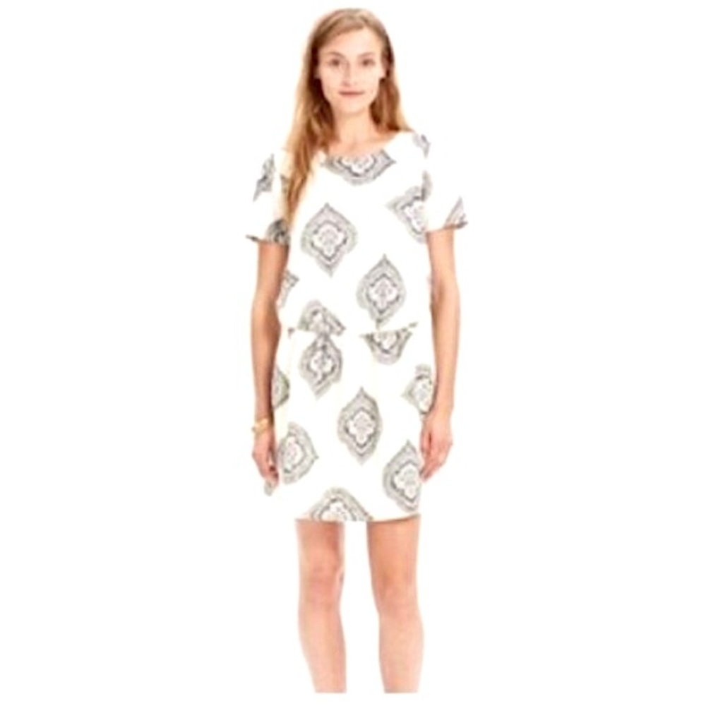 Madewell Women’s Short Sleeve Ivory Black Paisley Print Mini Dress Size XXS